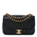 Lambskin Quilted Pearl Small Flap Black