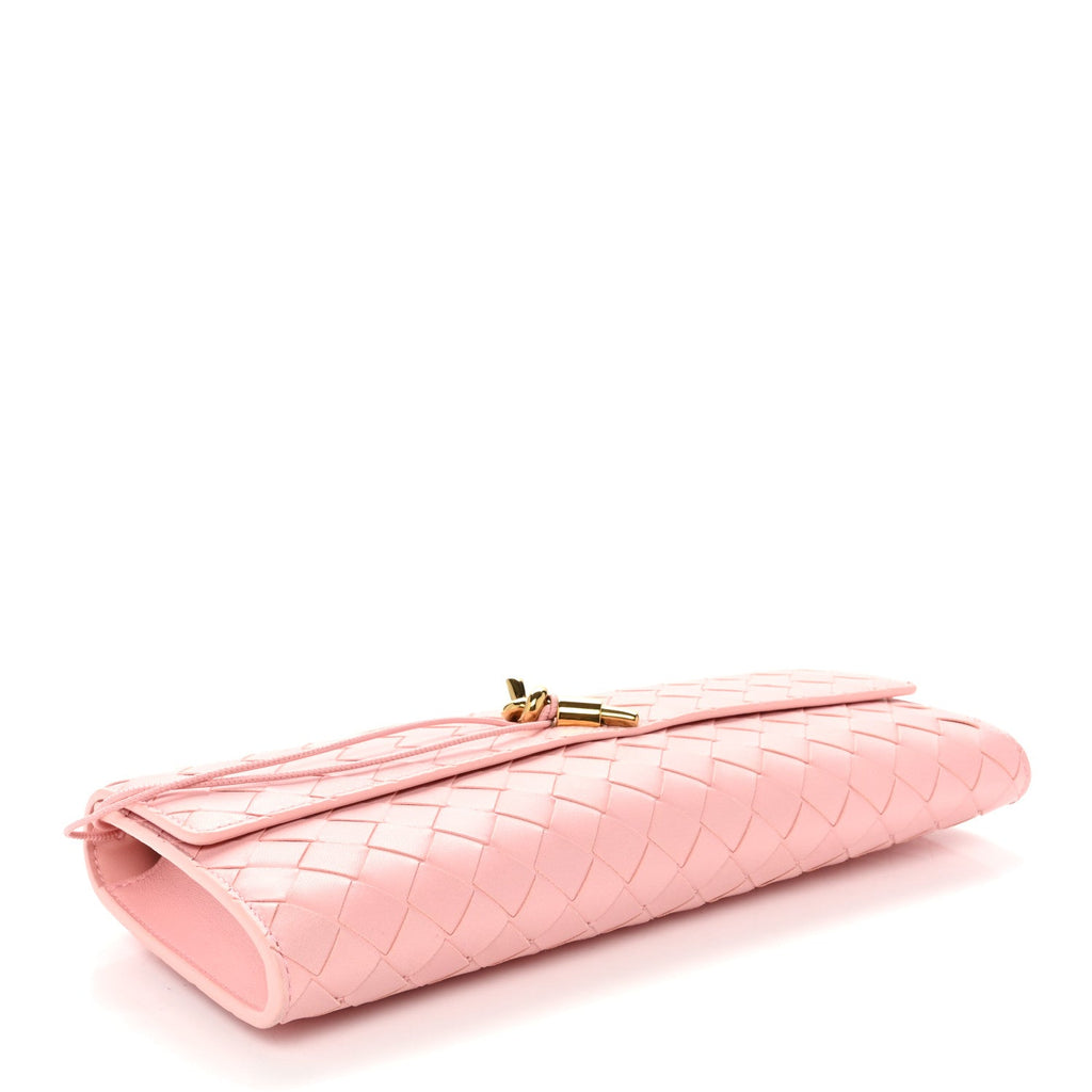 Nappa Intrecciato Long Andiamo Top Handle Clutch Rose