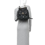 Iridescent Calfskin Quilted Chesterfield Backpack Black