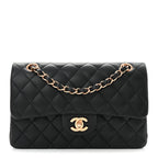 Lambskin Quilted Small Double Flap Black