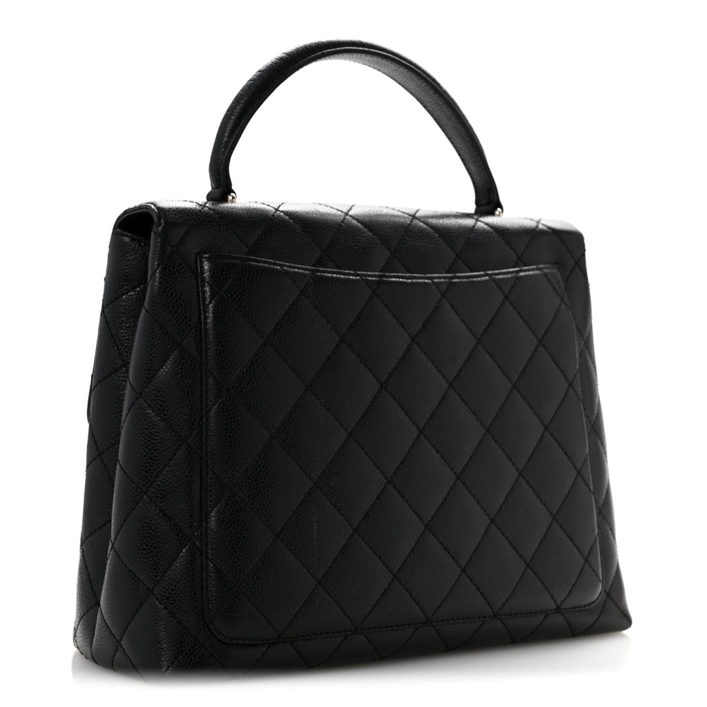 Caviar Quilted Jumbo Kelly Flap Black