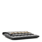 Calfskin Quilted Front Logo Enchained Clutch Black