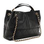 Calfskin Quilted Small Coco Base Shopping Bag Black