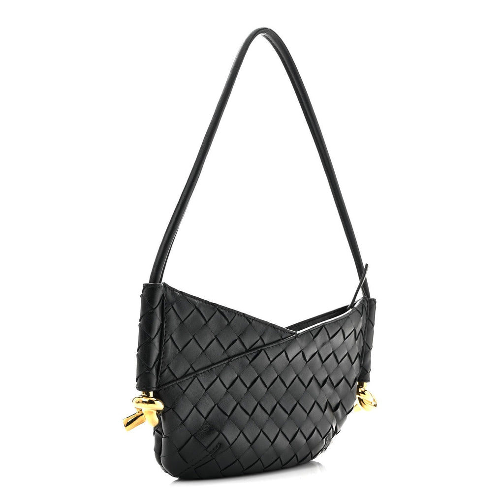 Nappa Intrecciato Mini Solstice Shoulder Bag Black