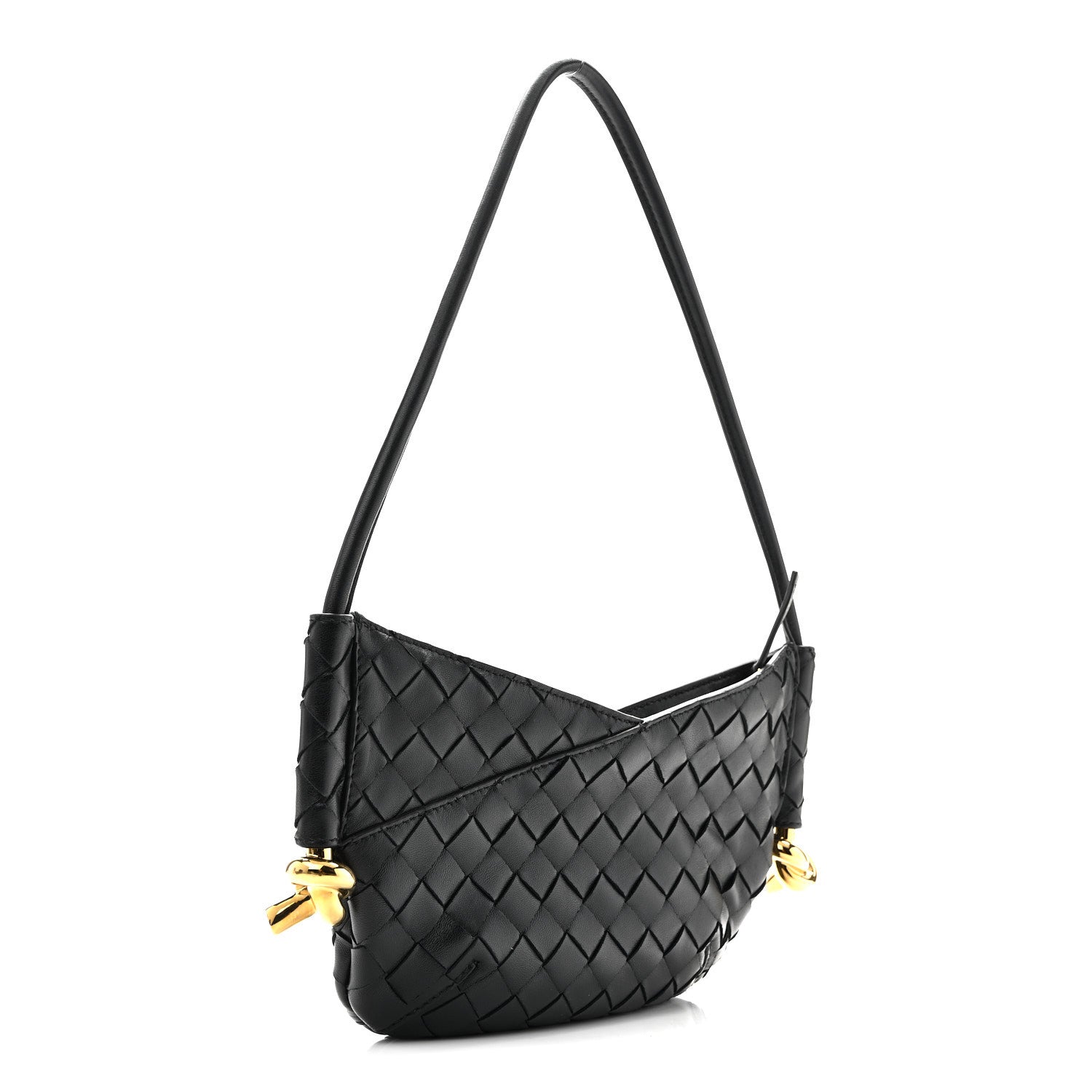 Nappa Intrecciato Mini Solstice Shoulder Bag Black