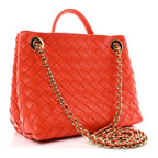 Nappa Intrecciato Small Andiamo With Chain Shoulder Bag Orange