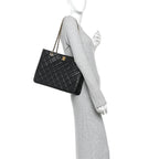 Caviar Quilted Sweet Classic Shopping Tote Black