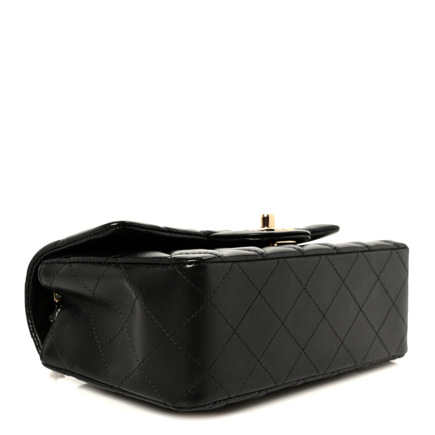 Lambskin Quilted Mini Rectangular Flap Black