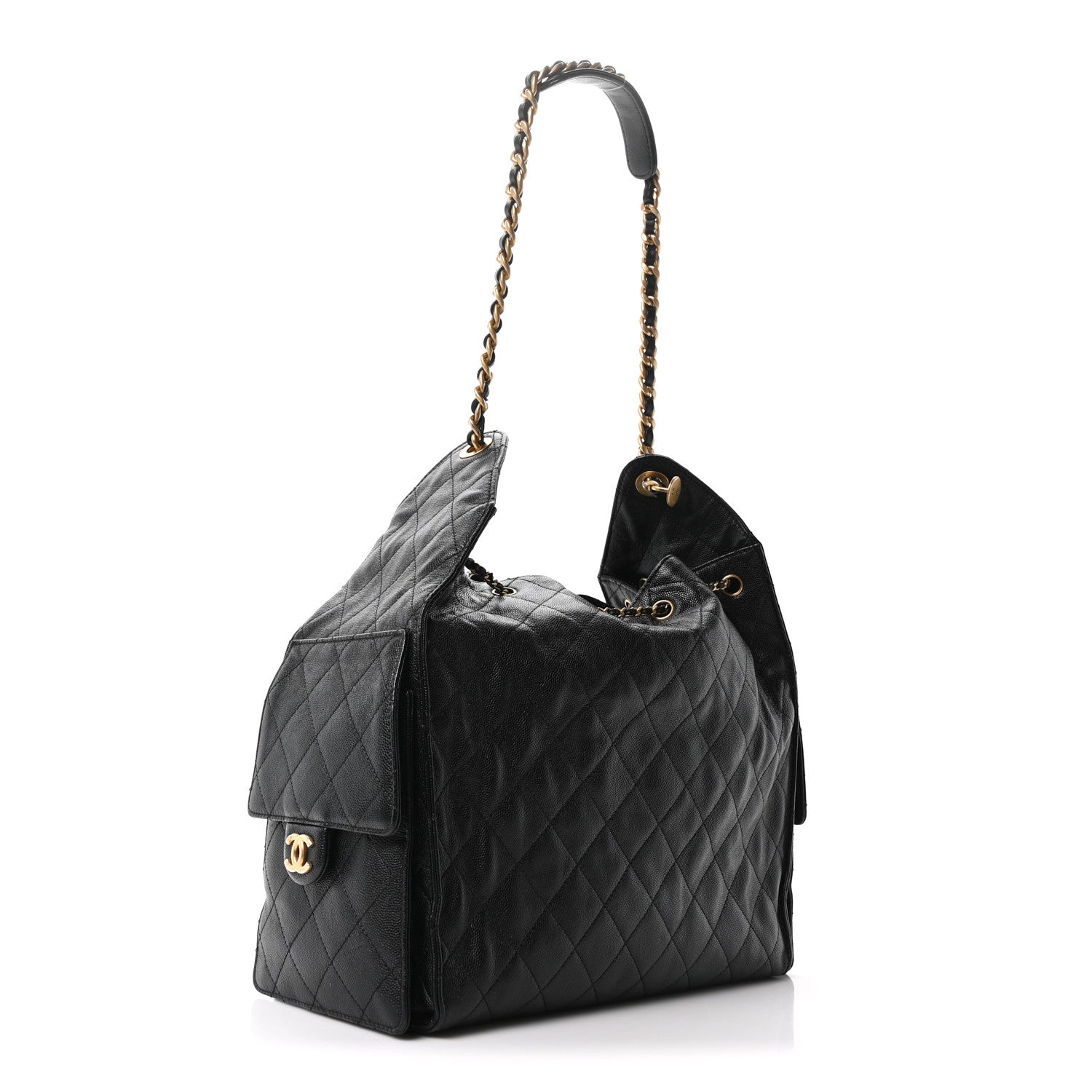 Caviar Quilted Medium Chanel 25 Handbag Black