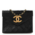 Lambskin Quilted Envelope Flap Black