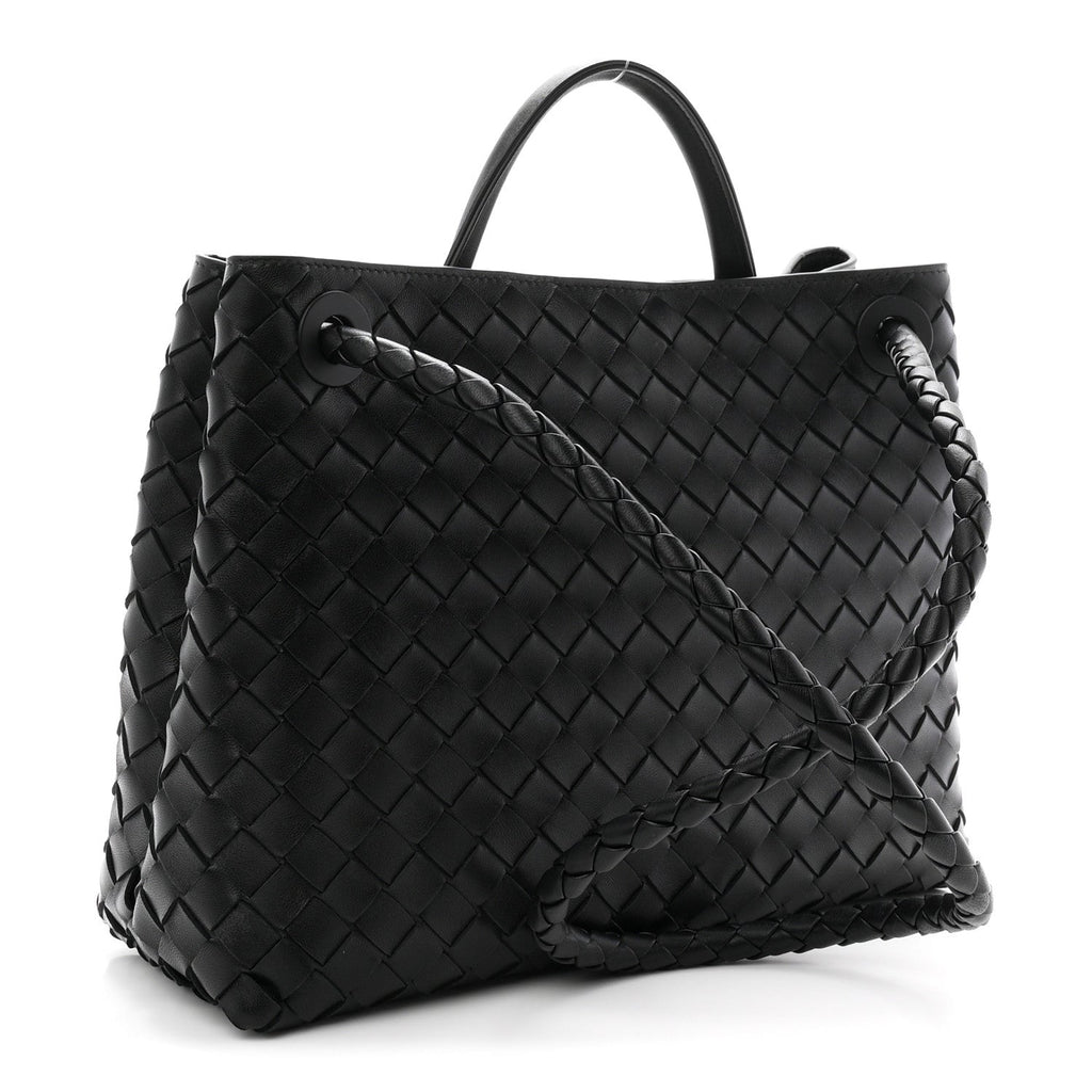 Nappa Intrecciato Medium Andiamo Shoulder Bag Black