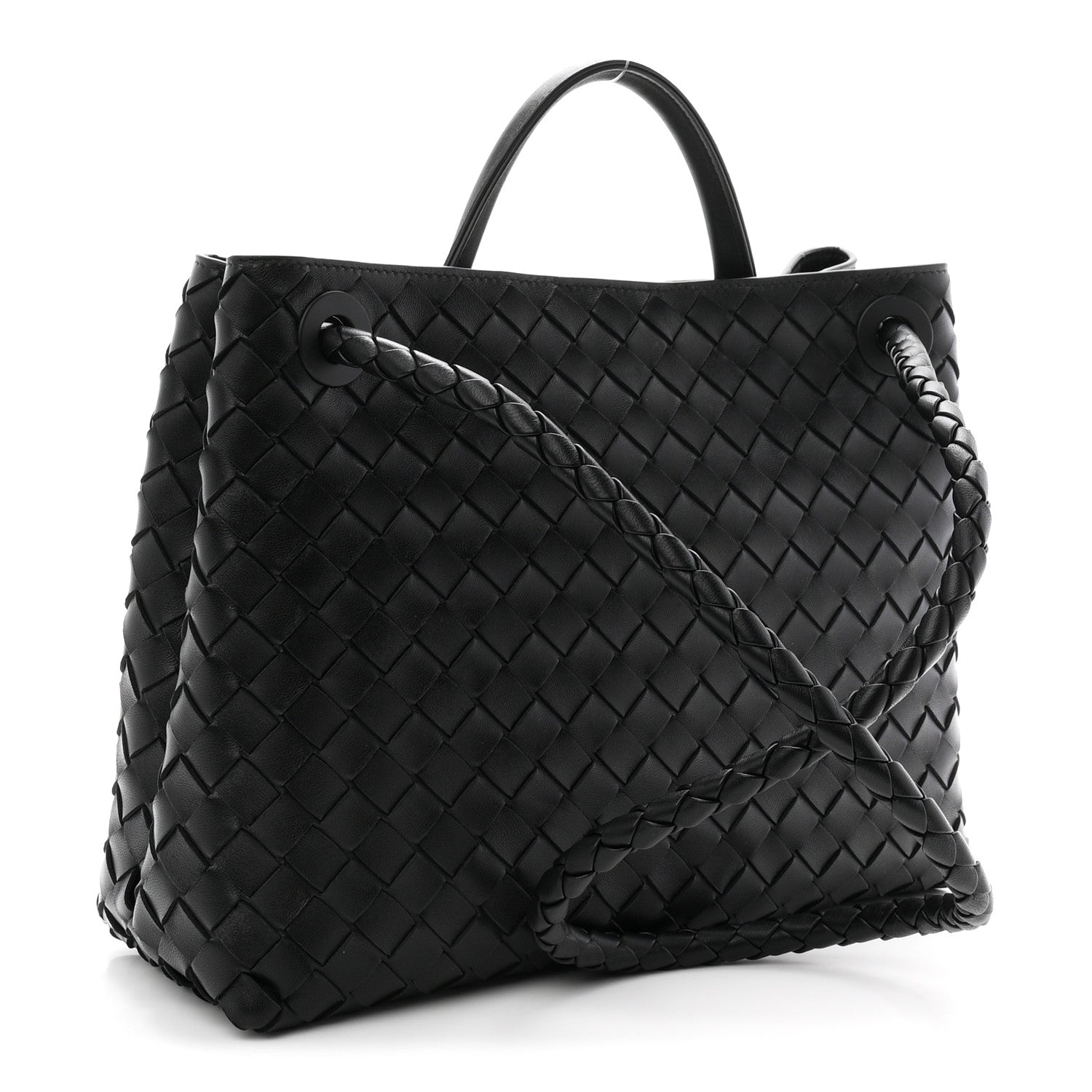 Nappa Intrecciato Medium Andiamo Shoulder Bag Black