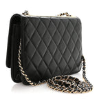 Lambskin Quilted Trendy CC Wallet On Chain WOC Black