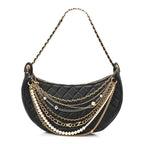 Lambskin Quilted All About Chains Hobo Black