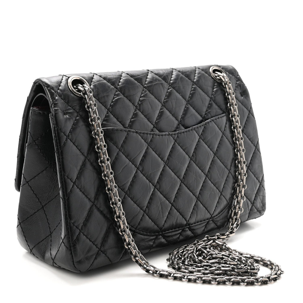 Aged Calfskin Quilted 2.55 Reissue 225 Flap Black