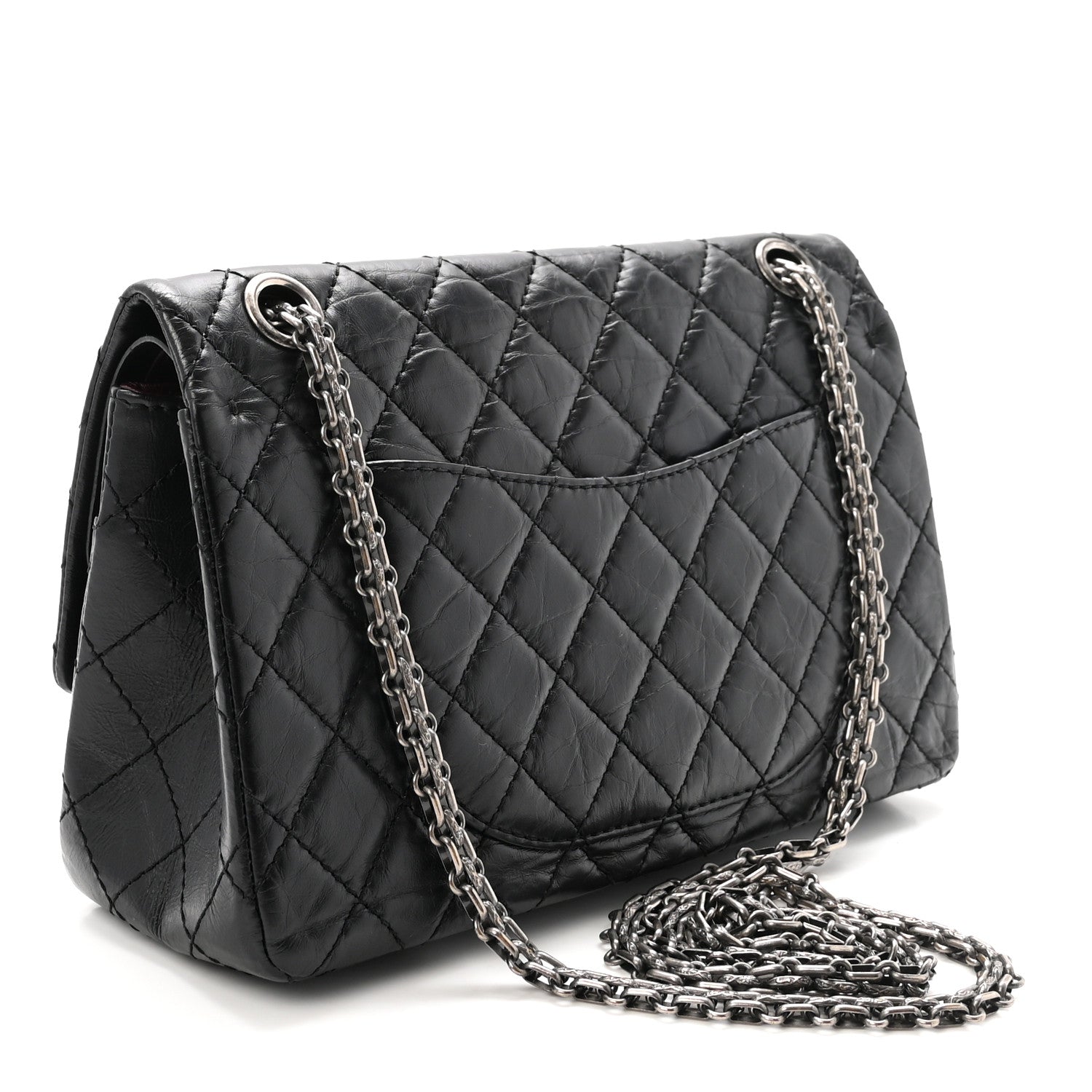 Aged Calfskin Quilted 2.55 Reissue 225 Flap Black