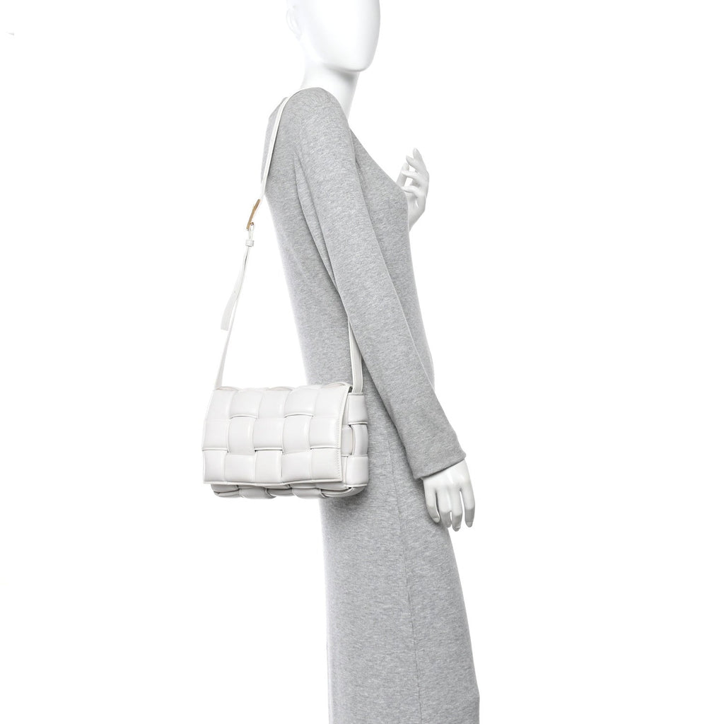 Nappa Maxi Intreccio Padded Cassette Crossbody Bag Chalk