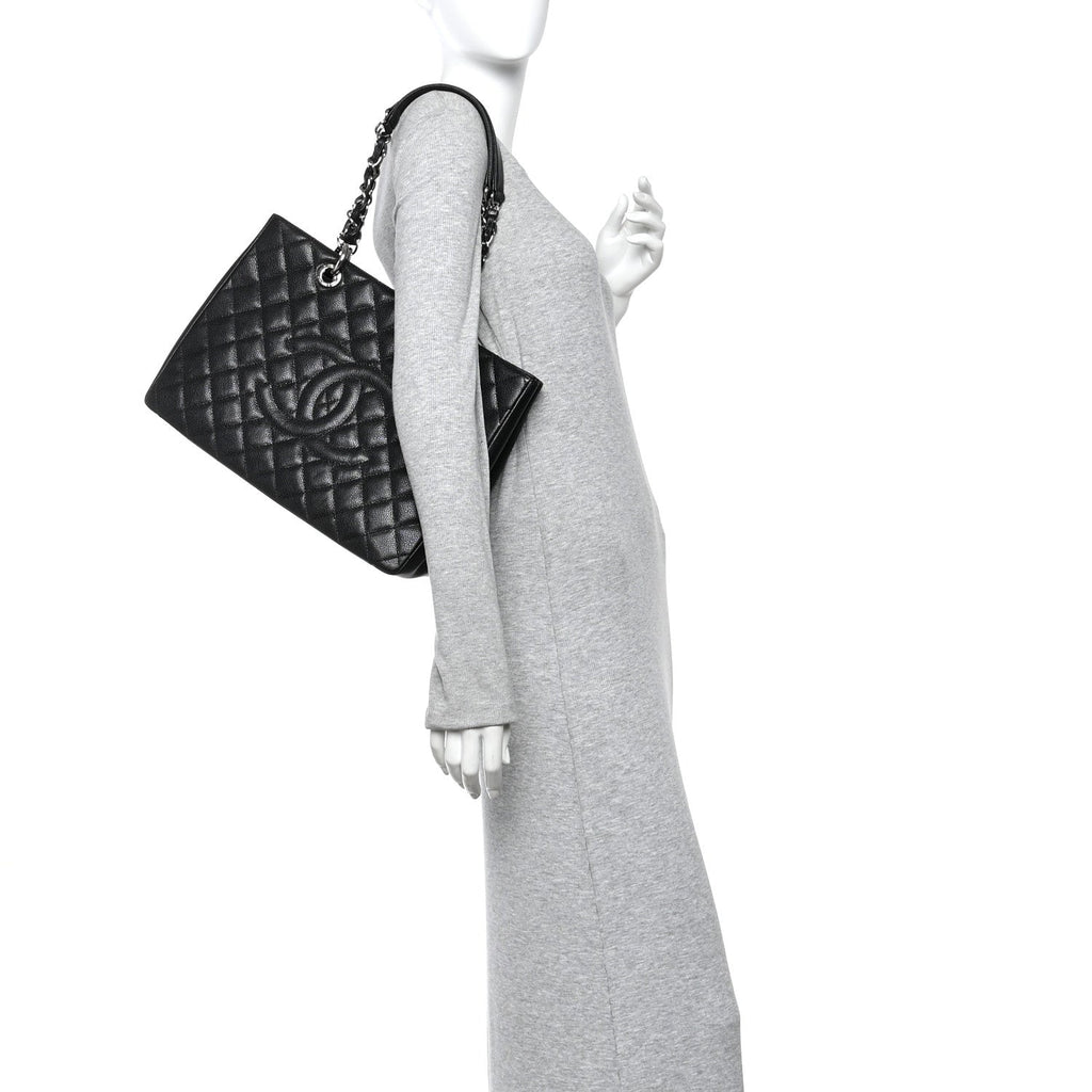 Caviar Quilted Grand Shopping Tote GST Black