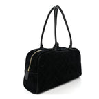 Suede Calfskin Large Perfect Bowling Bag Black