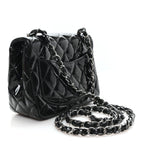 Patent Calfskin Quilted Mini Square Flap Black