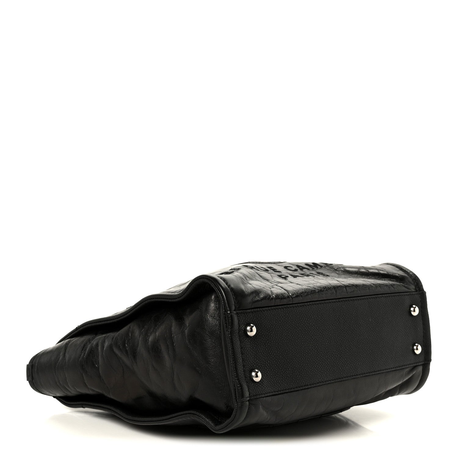 Glazed Calfskin Mini Deauville Tote Black