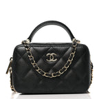 Caviar Quilted Small Top Handle Vanity Case Black