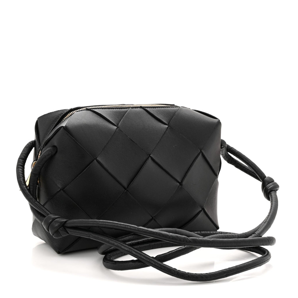 Lambskin Maxi Intrecciato Small Cassette Camera Bag Black