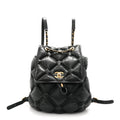 Iridescent Calfskin Quilted Chesterfield Backpack Black