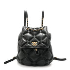 Iridescent Calfskin Quilted Chesterfield Backpack Black