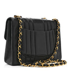 Caviar Vertical Quilted Jumbo Single Flap Black