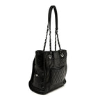 Glazed Calfskin Mini Deauville Tote Black