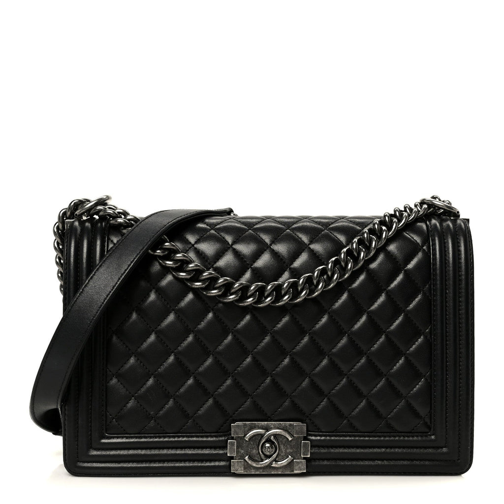 Calfskin Quilted New Medium Boy Flap Black