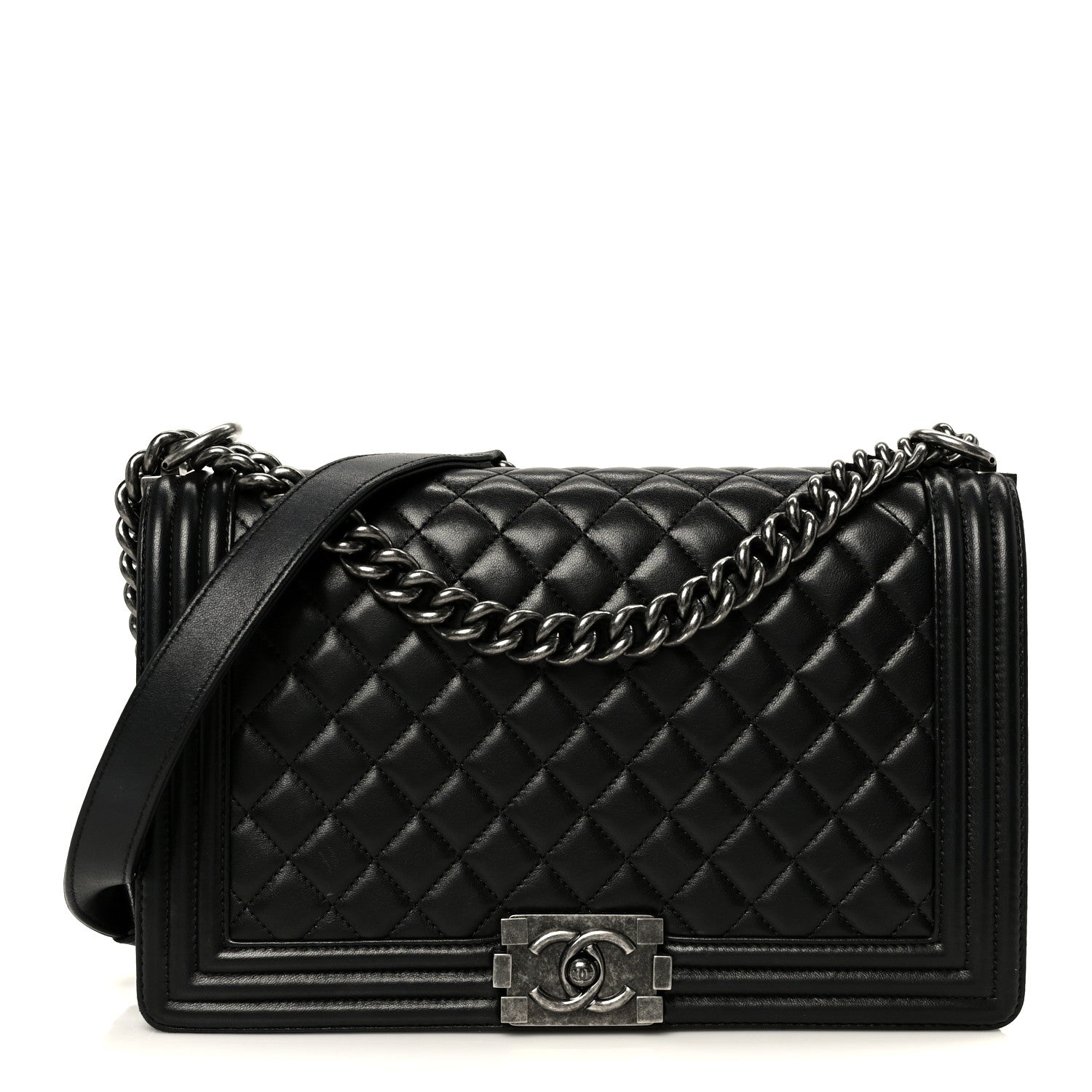 Calfskin Quilted New Medium Boy Flap Black