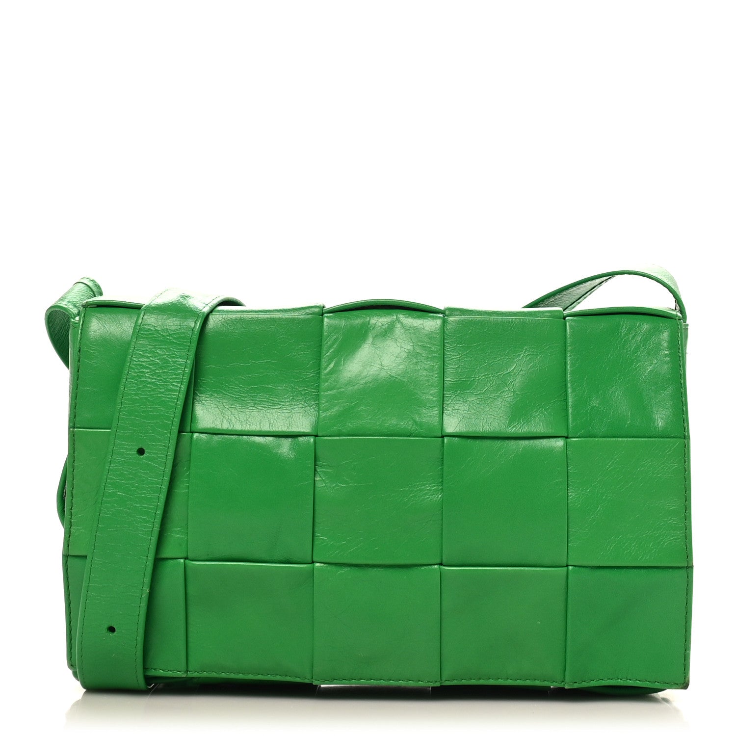 Paper Calfskin Maxi Intreccio Cassette Crossbody Bag Parakeet