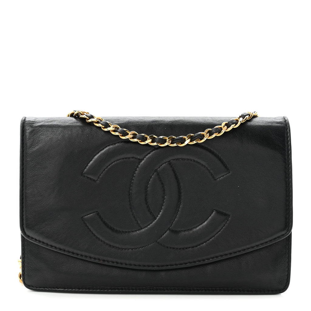 Lambskin Timeless CC Wallet On Chain WOC Black
