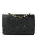 Lambskin Timeless CC Wallet On Chain WOC Black