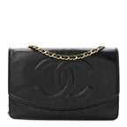 Lambskin Timeless CC Wallet On Chain WOC Black
