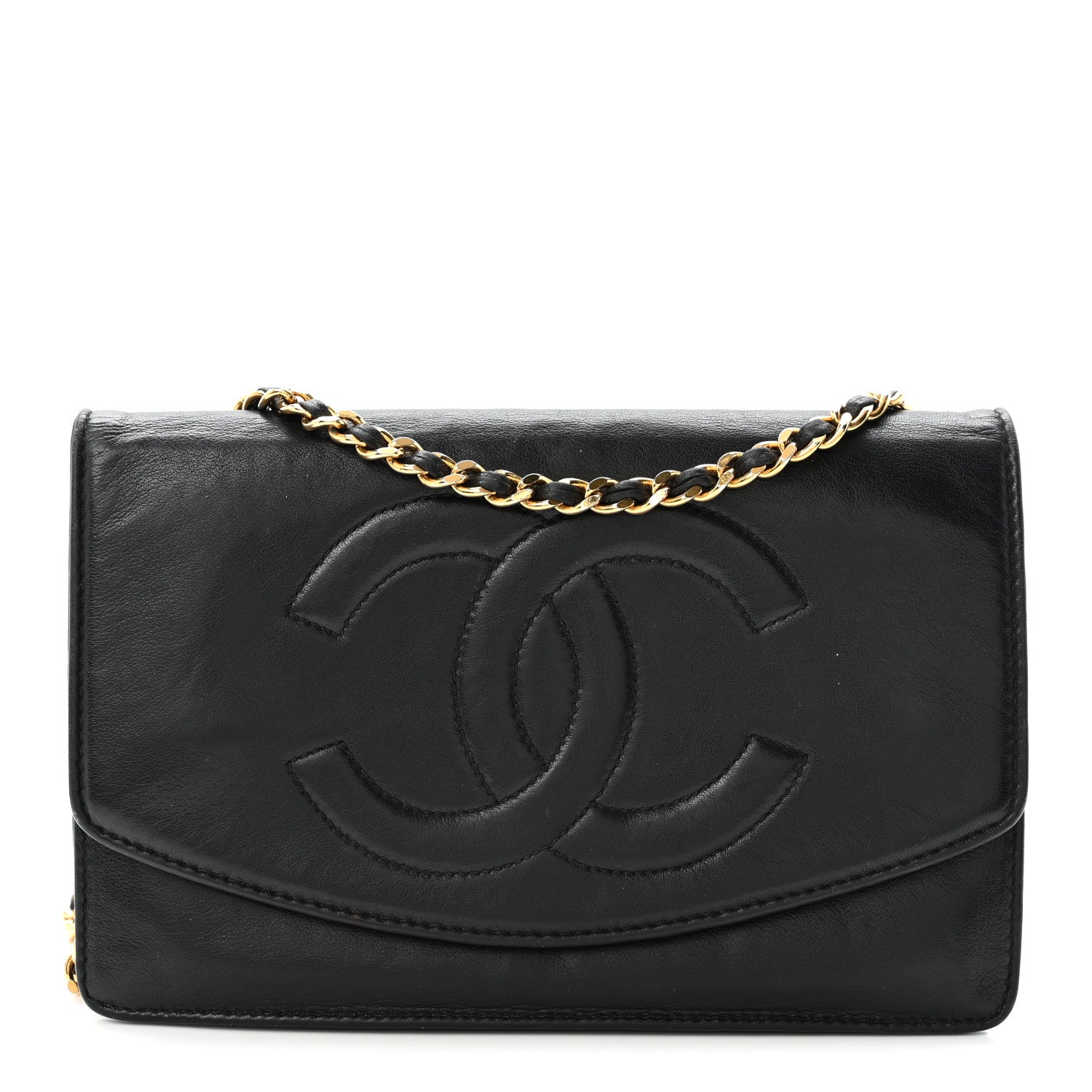 Lambskin Timeless CC Wallet On Chain WOC Black