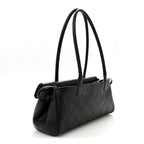 Grained Calfskin Stitched Urban Essentials Small Shopping Bag Black