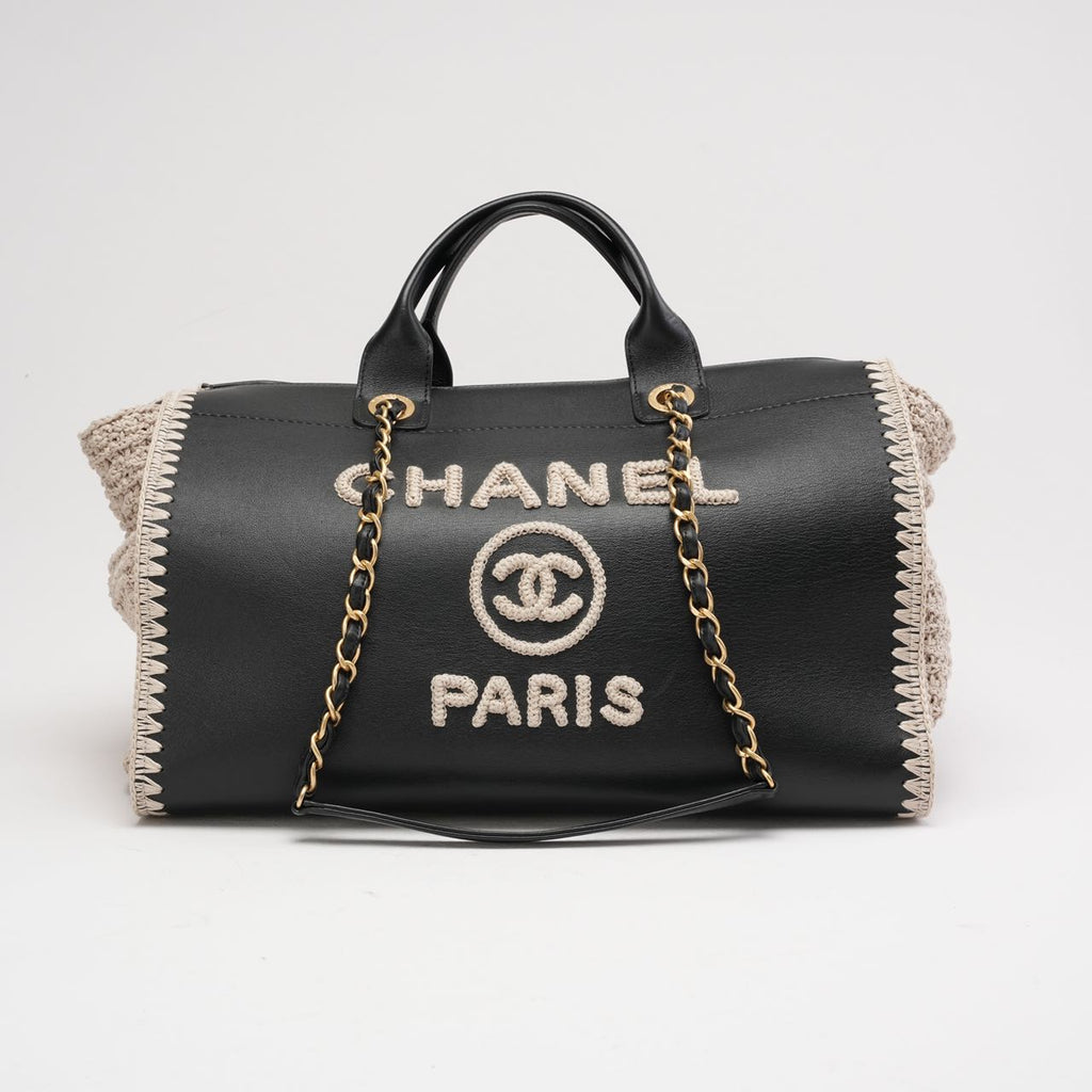 Chanel Deauville Shopping Tote Large Kalbsleather Black/Beige