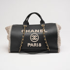 Chanel Deauville Shopping Tote Large Kalbsleather Black/Beige