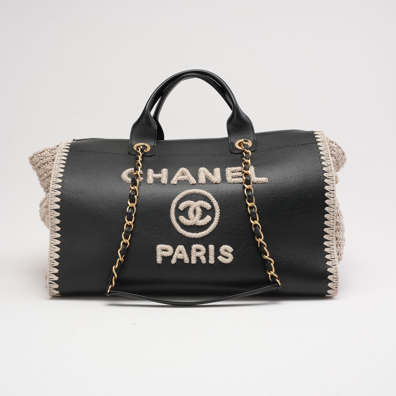 Chanel Deauville Shopping Tote Large Kalbsleather Black/Beige