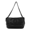 Lambskin Studded Accordion CC Flap Black