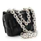 Lambskin Maxi Intreccio Padded Chain Cassette Crossbody Bag Black