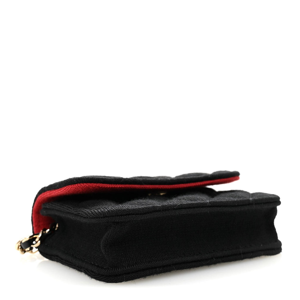 Jersey Quilted Mini VIP Clutch With Chain Black