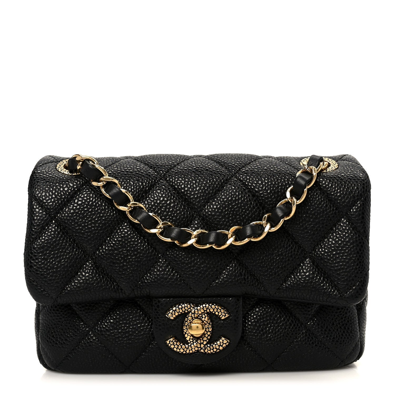 Grained Lambskin Quilted Mini Flap Black