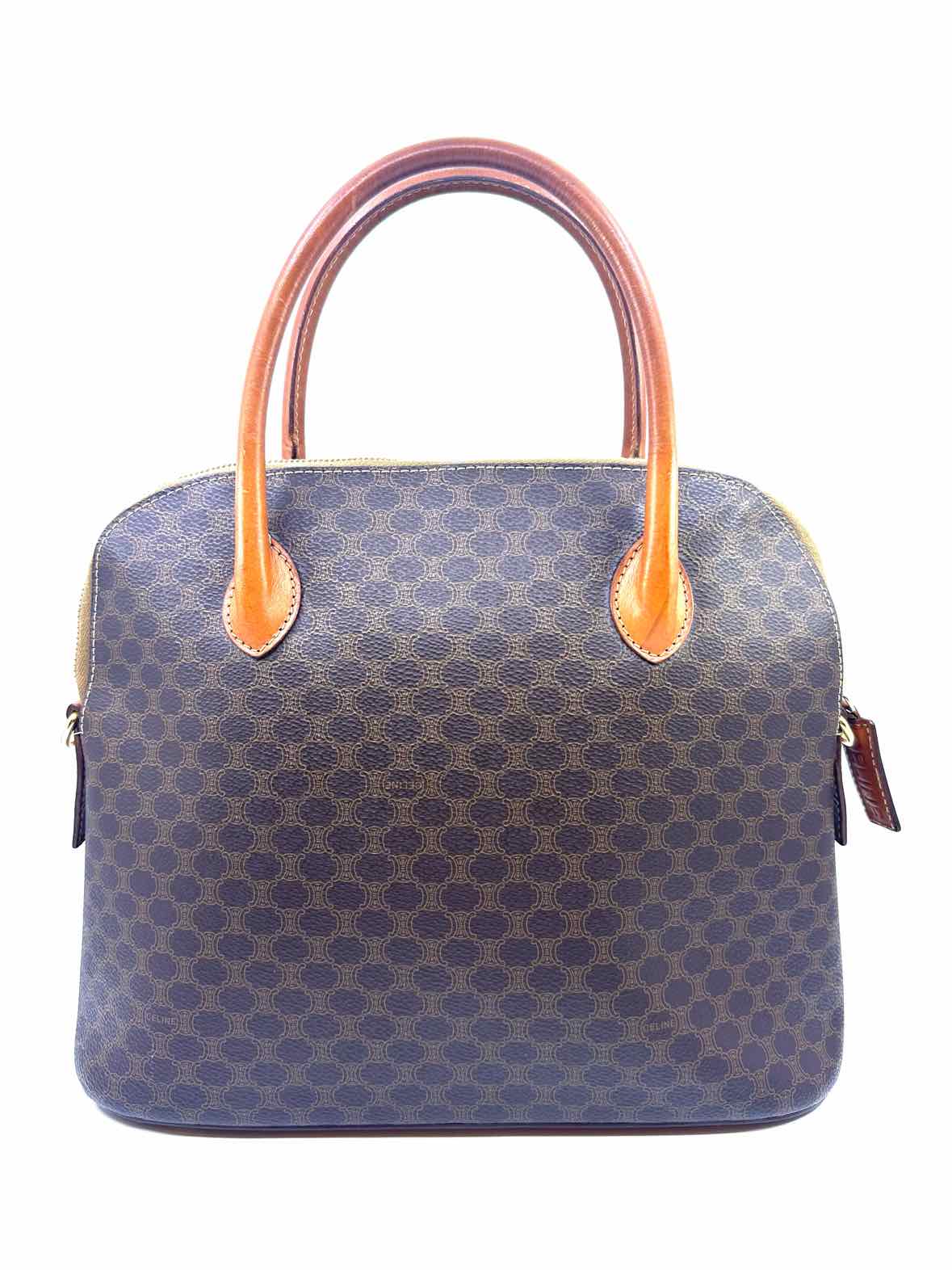 CELINE Tan, brown Leather Monogram Handbag
