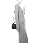 Calfskin Quilted Top Handle Flap Black