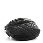 Grained Calfskin Quilted Waist Belt Bag Black