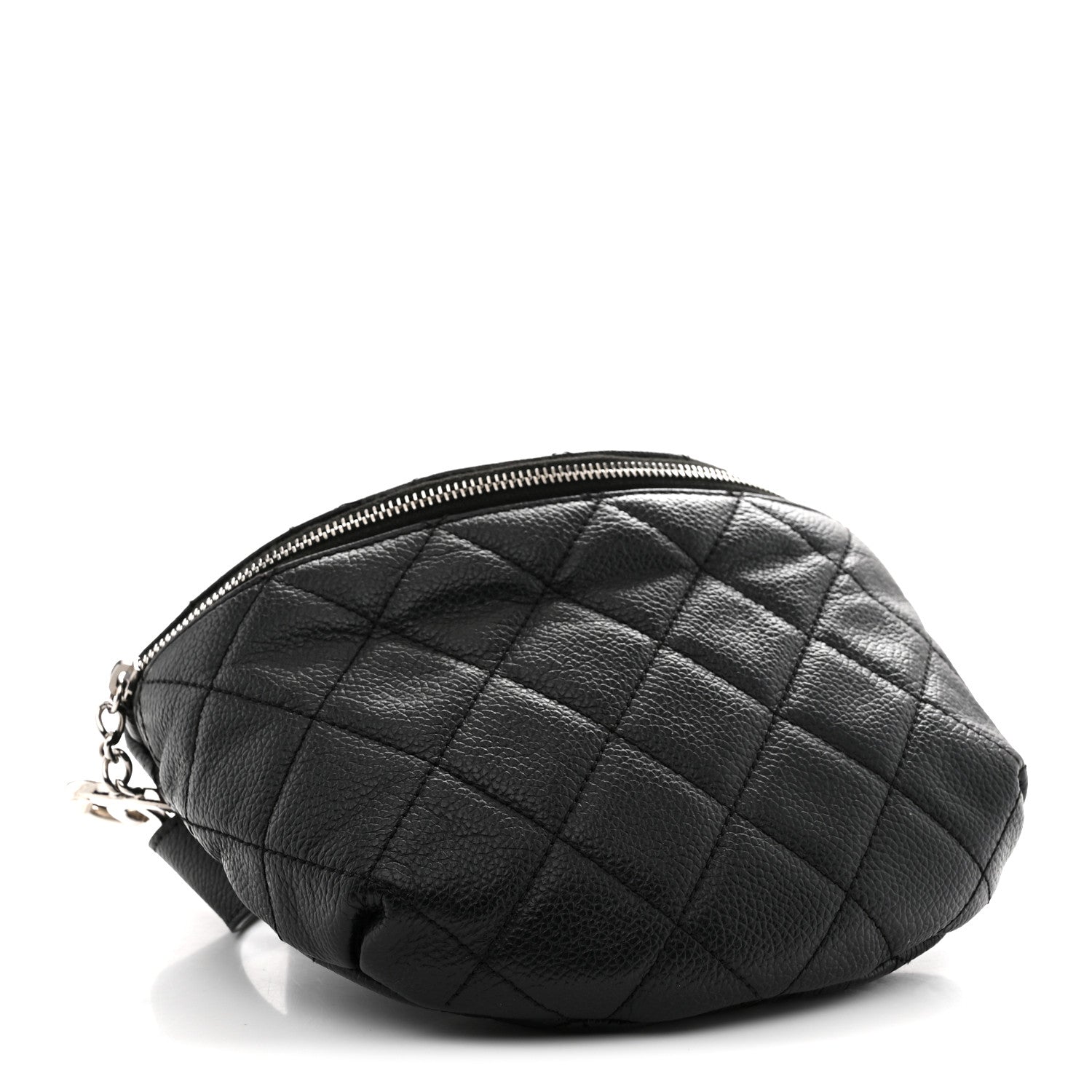 Grained Calfskin Quilted Waist Belt Bag Black